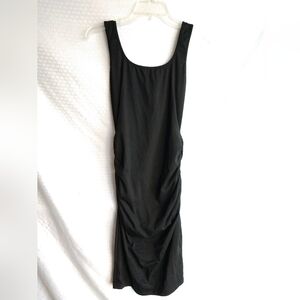 Laughido Tank Dress Black Body Con Ruched Size Medium Chest 34"